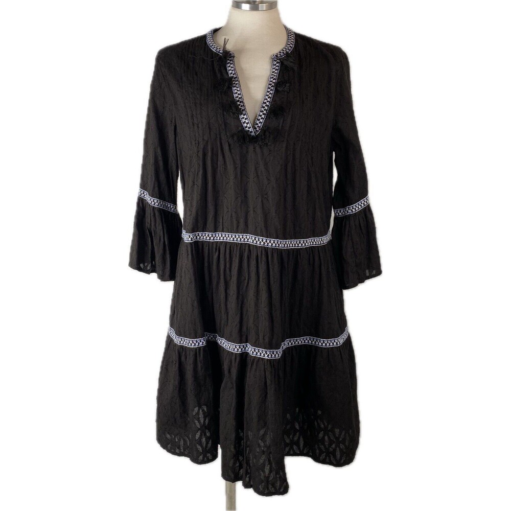 Tommy Bahama sz L READ Black Tiered Dress